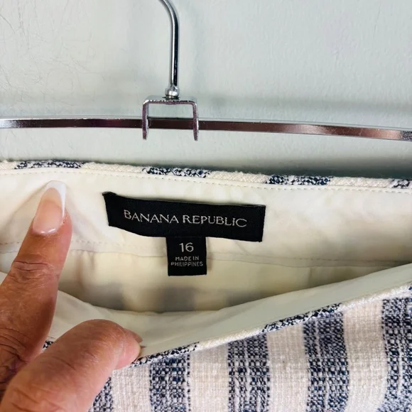 Banana Republic Striped Fringe Pencil Skirt Size 16 - Picture 5 of 6